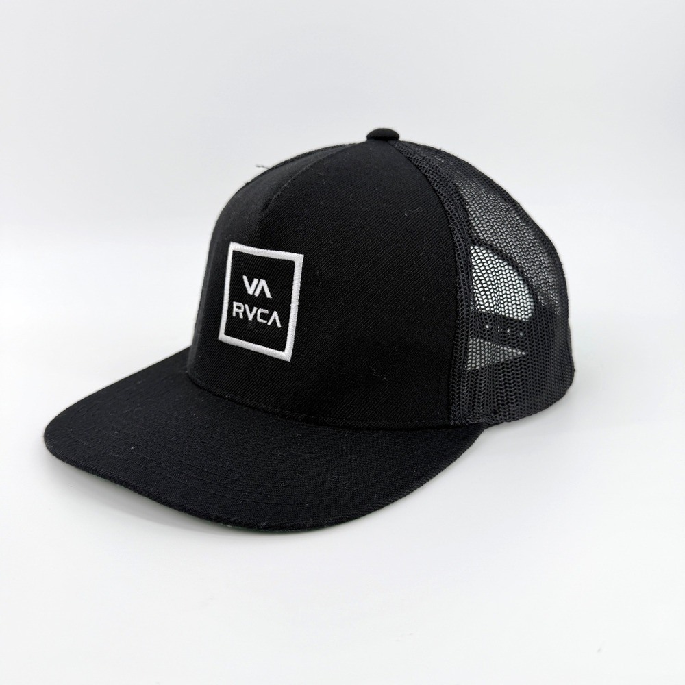 RVCA VA Patch Trucker Hat OSFM Wool Blend Black Snapback Mesh Cap Skate Surf